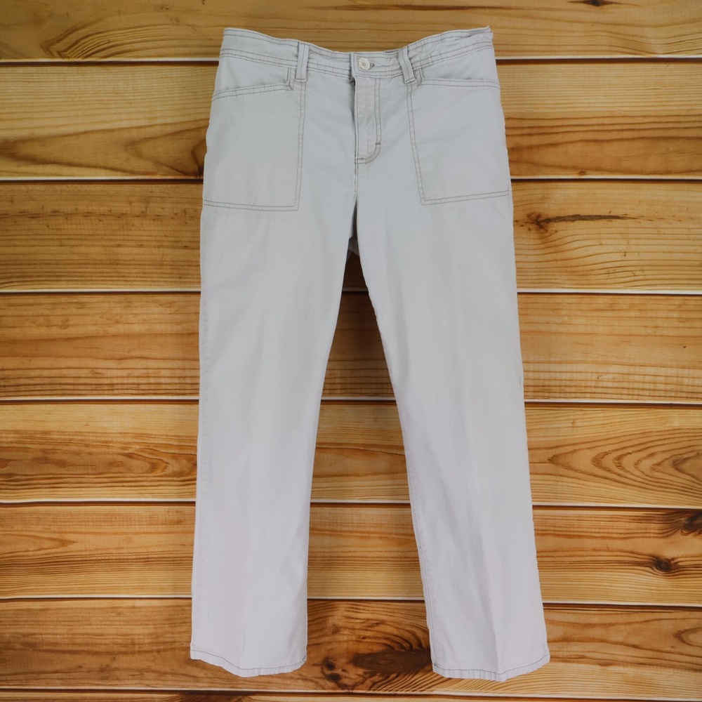 Relativity Pants Mid Rise Womens Sz 12P Beige Cotton Blend Pockets Straight Leg